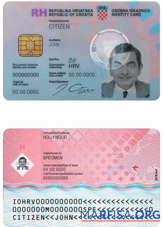 Realistic Croatia ID template